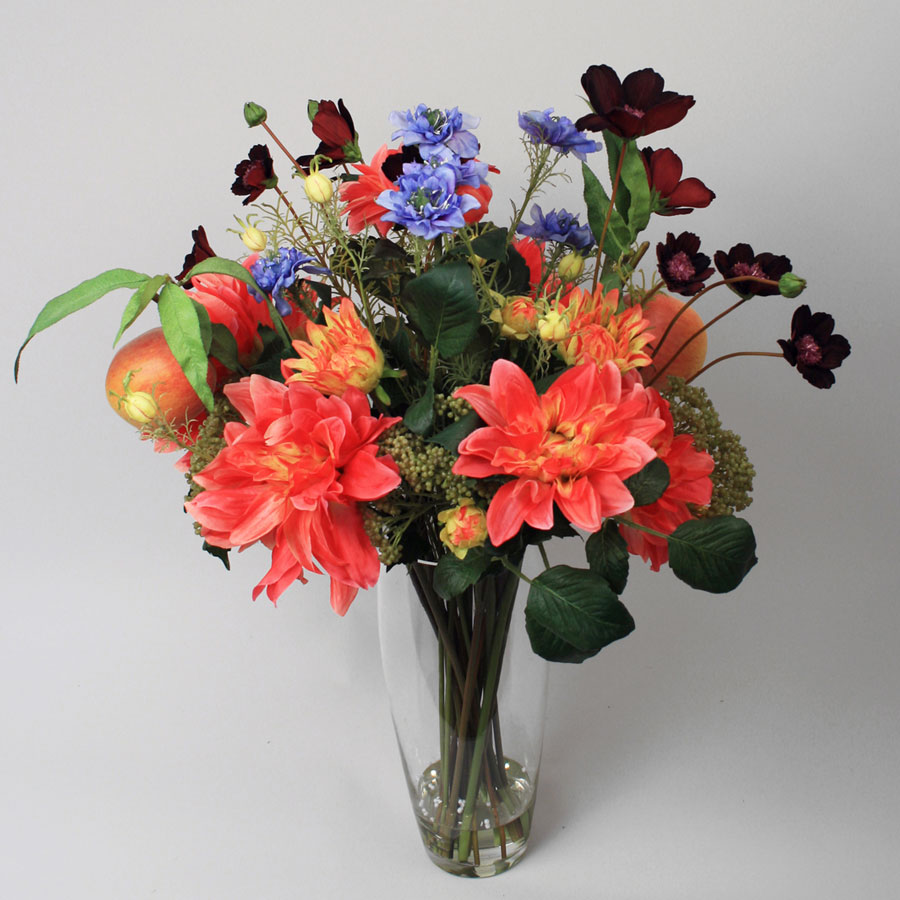 mixed flower arrangement in water 