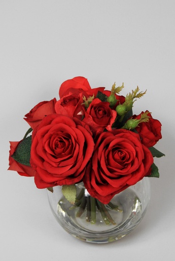 [6802] rose arrangement in water red 