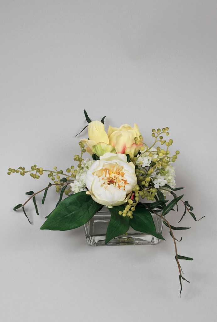 snowball peony arrangement in water 