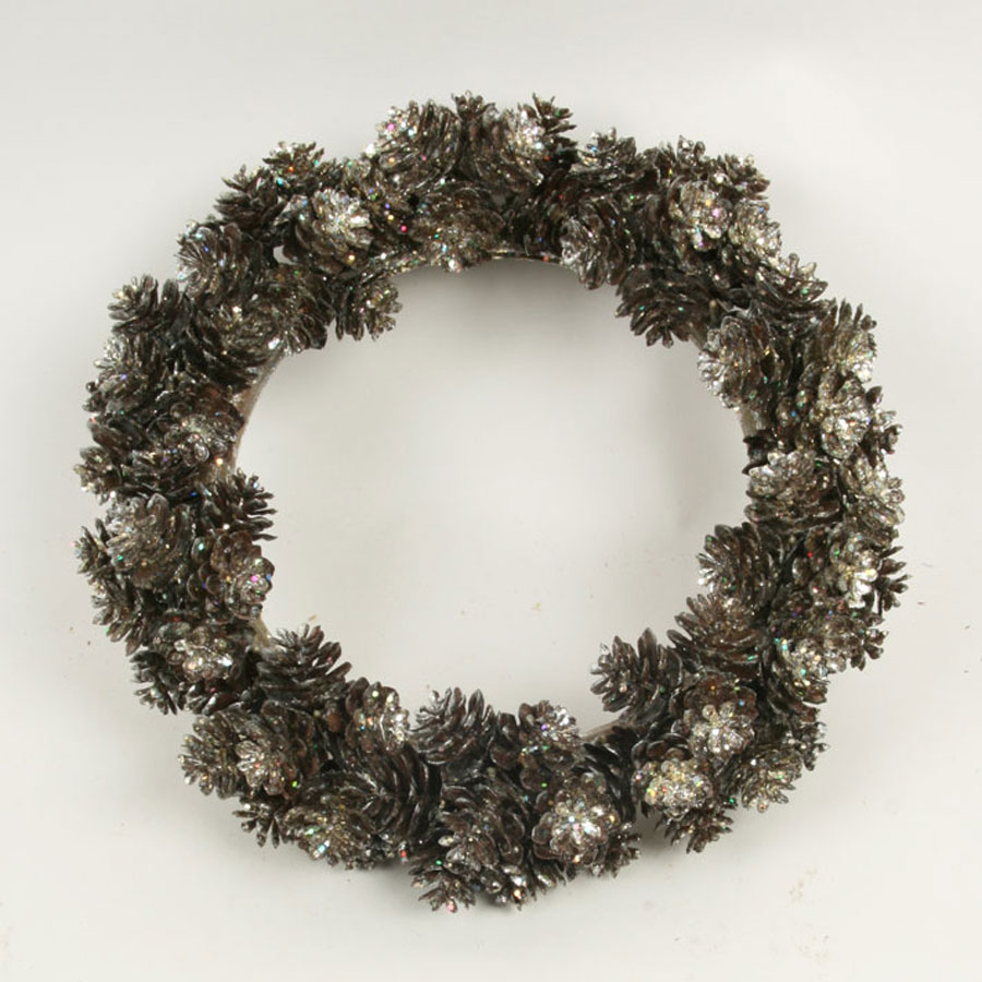 glittery cone wreath 